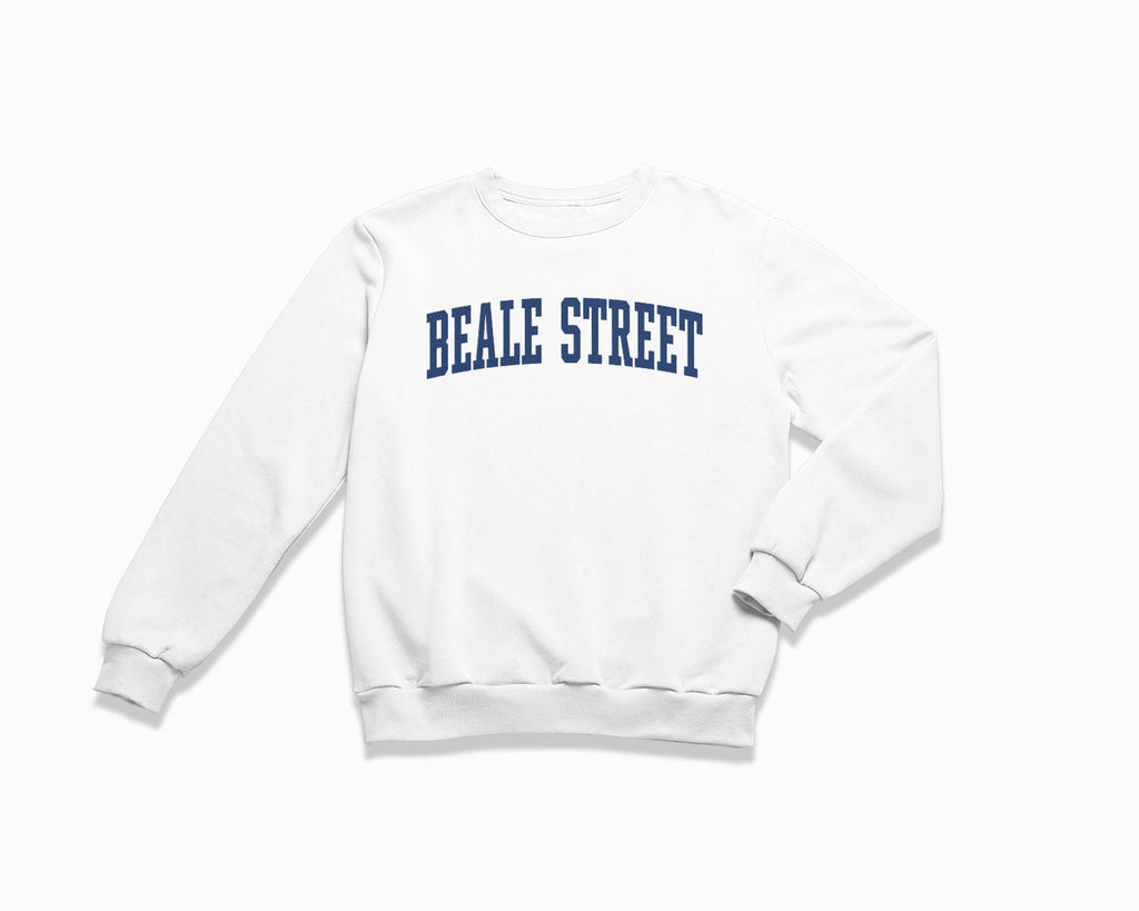 Beale Street Crewneck Sweatshirt - White/Navy Blue