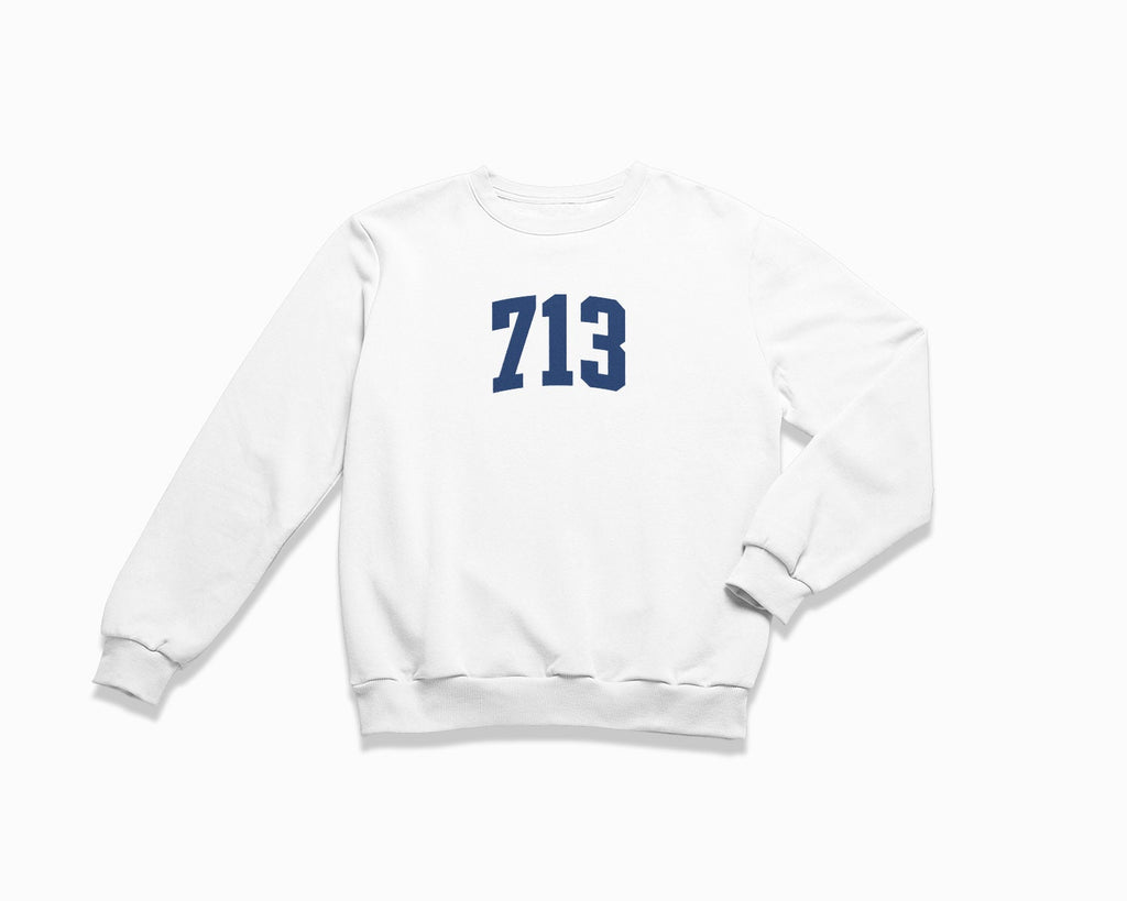 713 (Houston) Crewneck Sweatshirt - White/Navy Blue