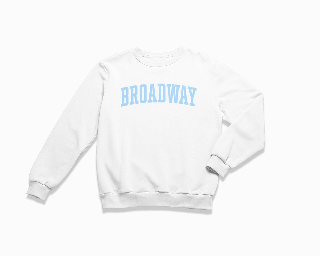 Broadway Crewneck Sweatshirt - White/Light Blue