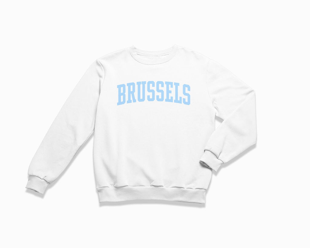 Brussels Crewneck Sweatshirt - White/Light Blue
