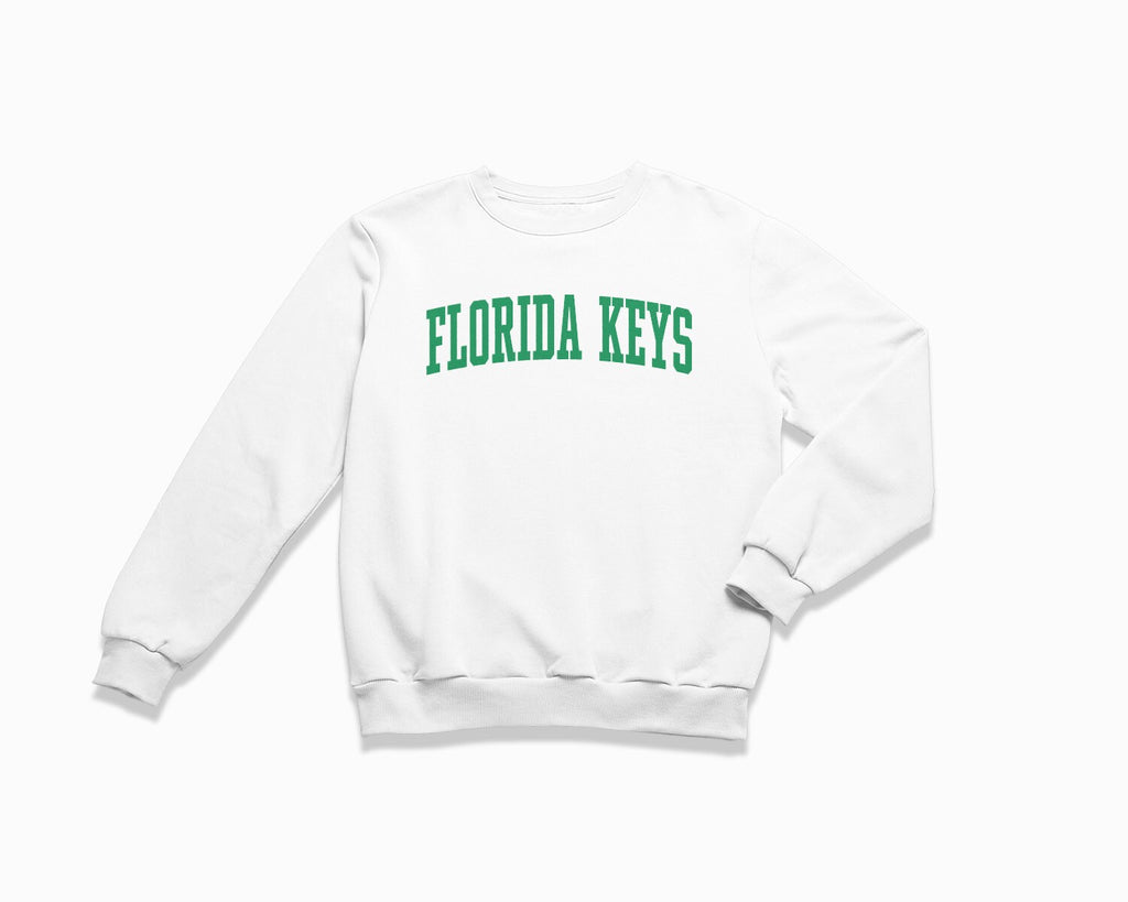 Florida Keys Crewneck Sweatshirt - White/Kelly Green