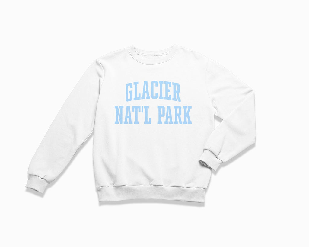 Glacier National Park Crewneck Sweatshirt - White/Light Blue