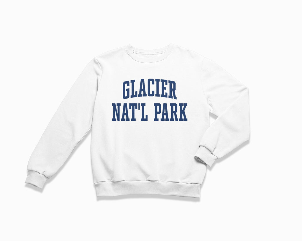 Glacier National Park Crewneck Sweatshirt - White/Navy Blue