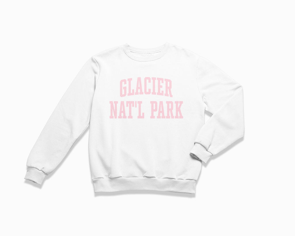 Glacier National Park Crewneck Sweatshirt - White/Light Pink