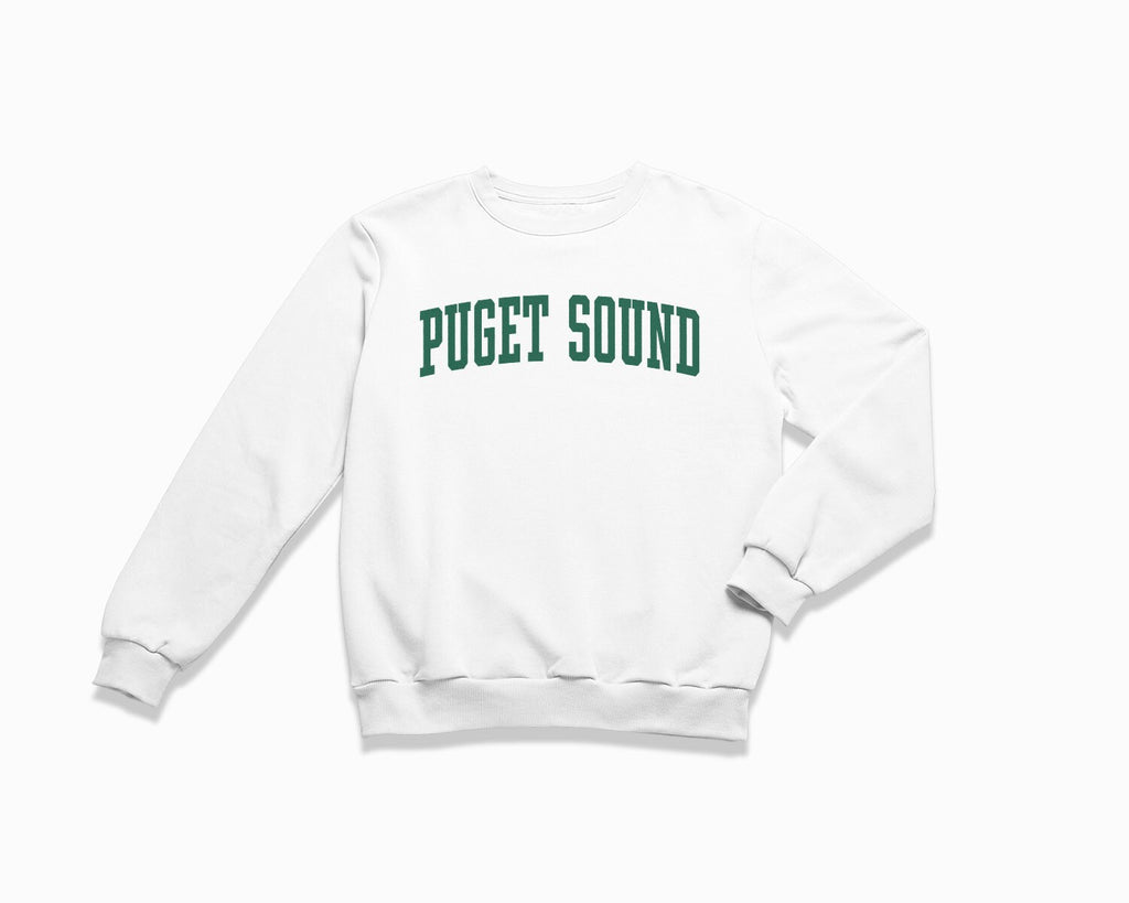 Puget Sound Crewneck Sweatshirt - White/Forest Green