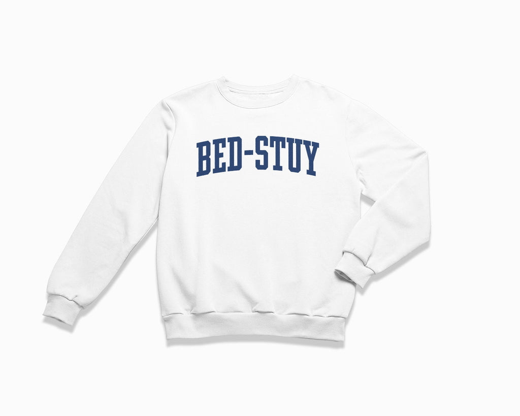 Bed-Stuy Crewneck Sweatshirt - White/Navy Blue