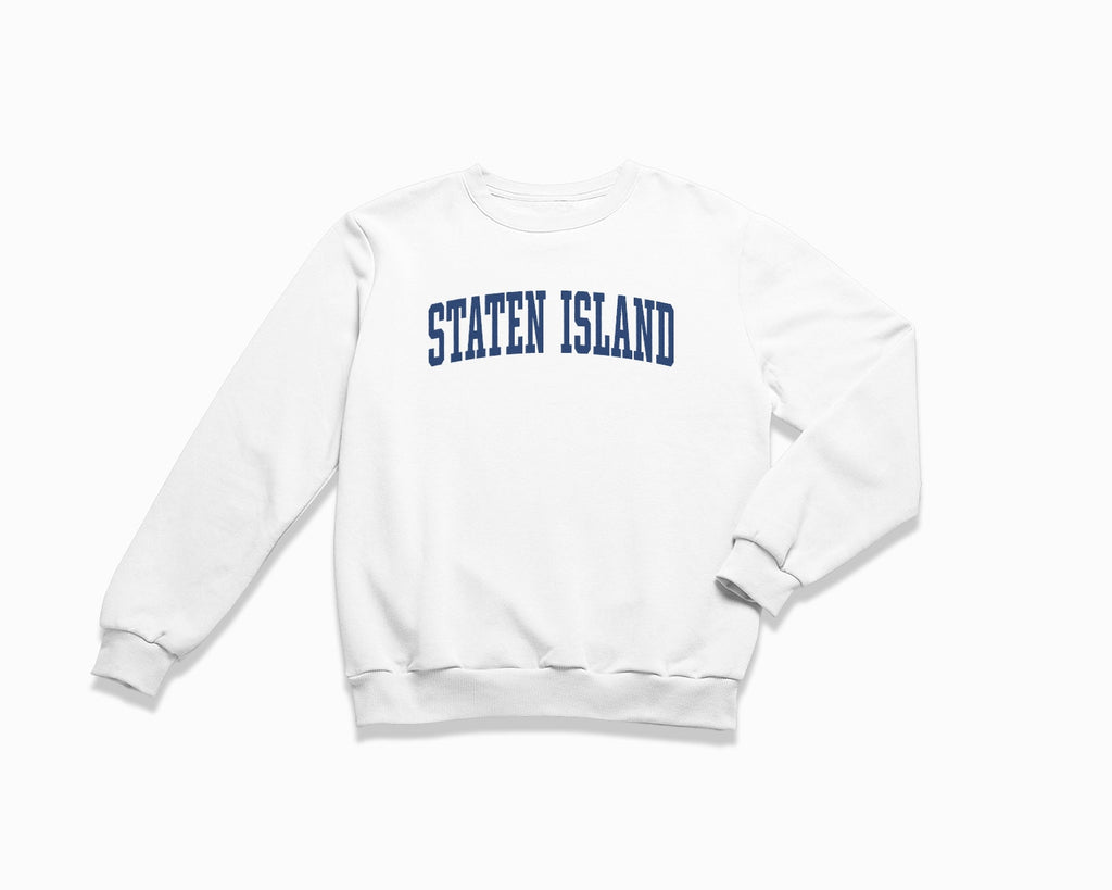 Staten Island Crewneck Sweatshirt - White/Navy Blue