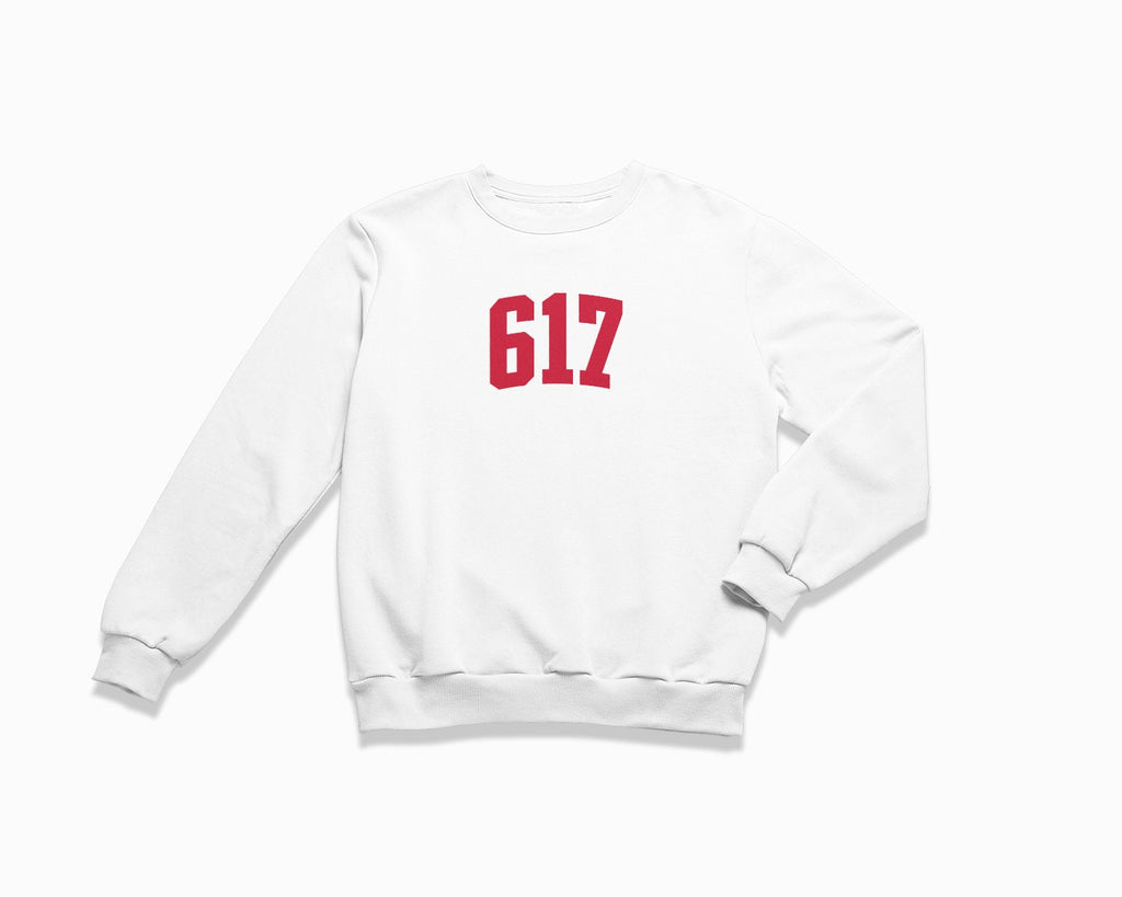 617 (Boston) Crewneck Sweatshirt - White/Red