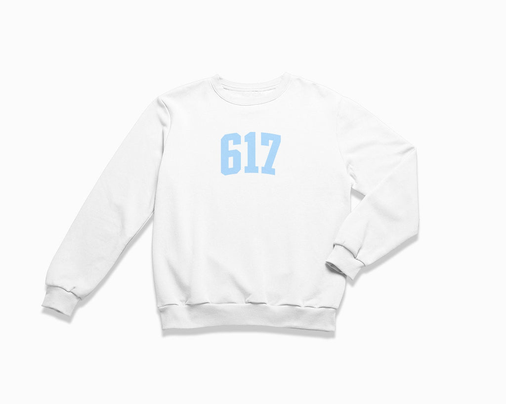 617 (Boston) Crewneck Sweatshirt - White/Light Blue
