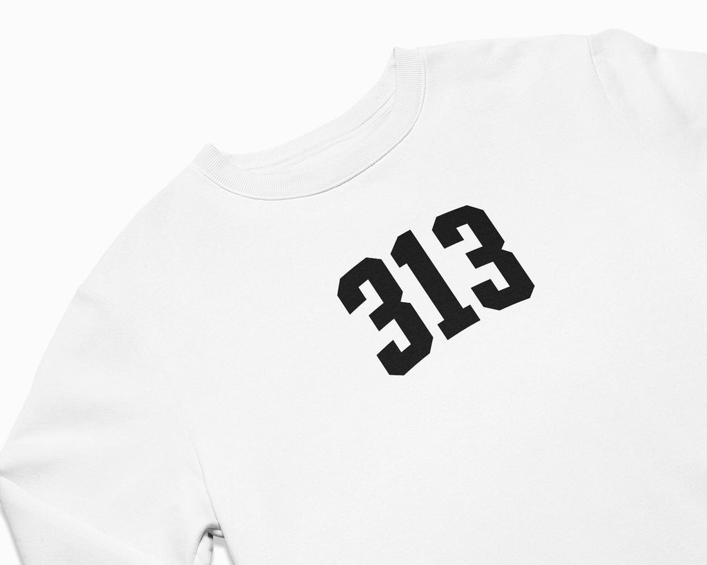 313 (Detroit) Crewneck Sweatshirt - White/Black