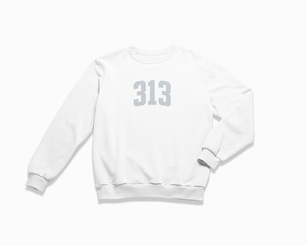 313 (Detroit) Crewneck Sweatshirt - White/Grey
