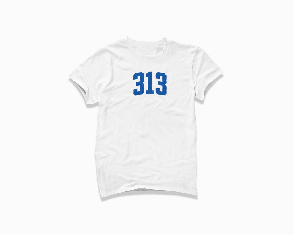 313 (Detroit) Shirt - White/Royal Blue
