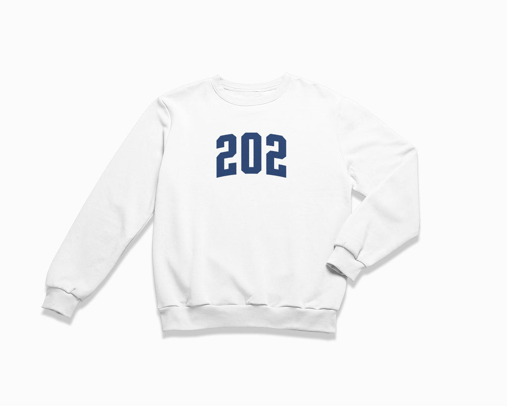 202 (Washington DC) Crewneck Sweatshirt - White/Navy Blue