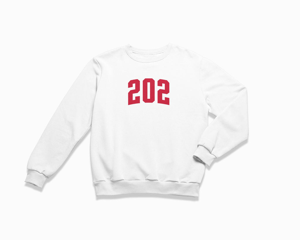 202 (Washington DC) Crewneck Sweatshirt - White/Red
