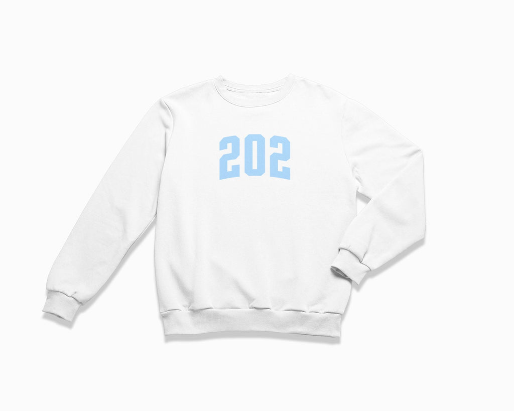 202 (Washington DC) Crewneck Sweatshirt - White/Light Blue