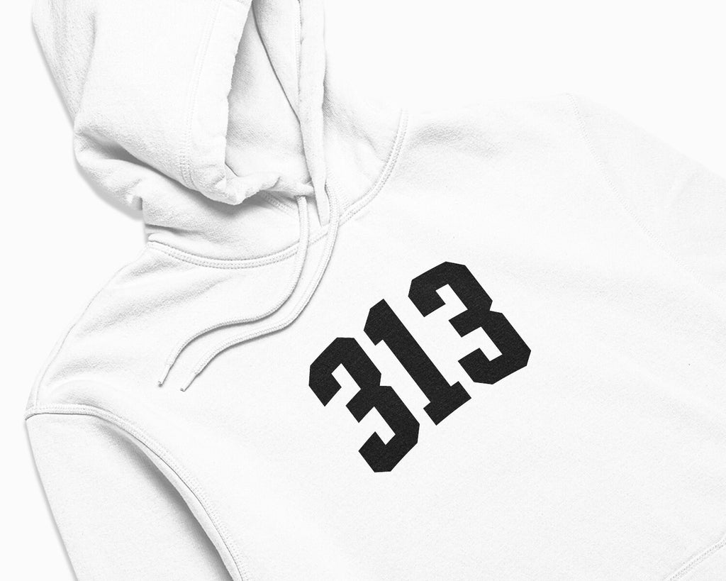 313 (Detroit) Hoodie - White/Black