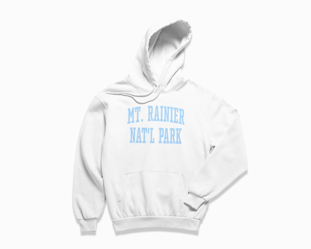 Mt. Rainier National Park Hoodie - White/Light Blue