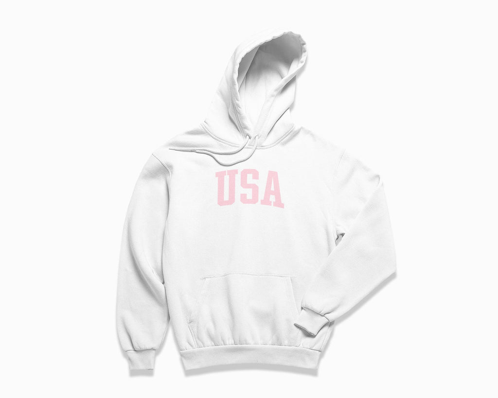 USA Hoodie - White/Light Pink