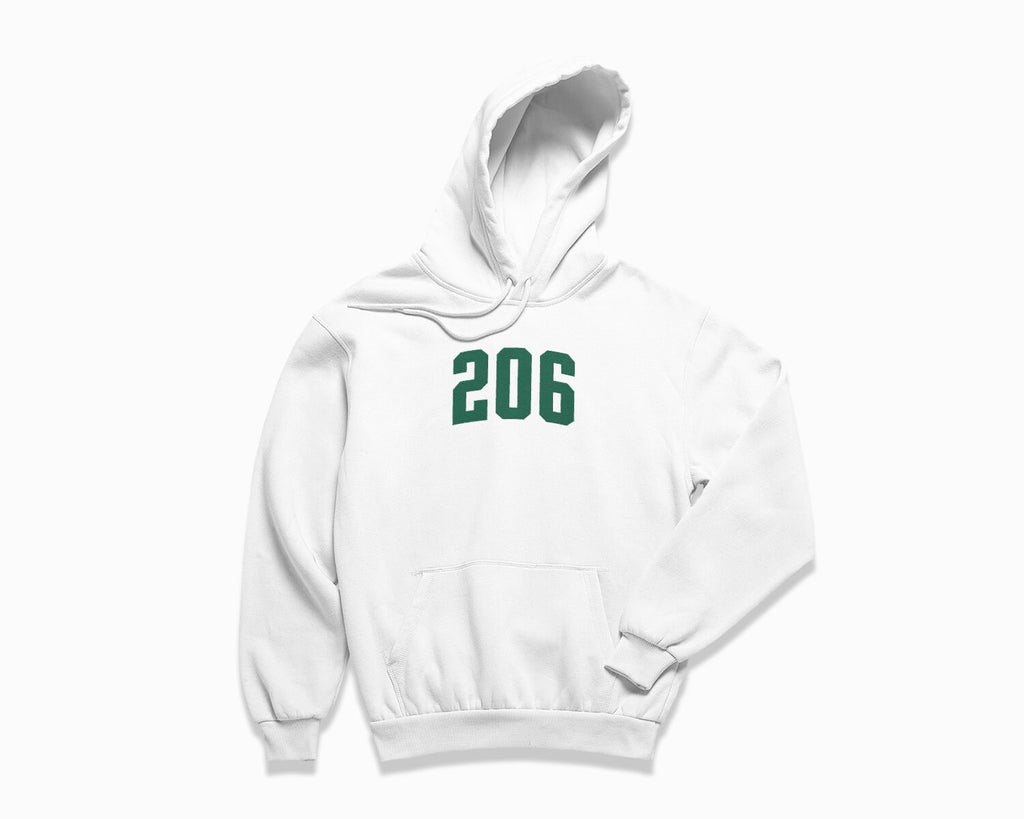 206 (Seattle) Hoodie - White/Forest Green