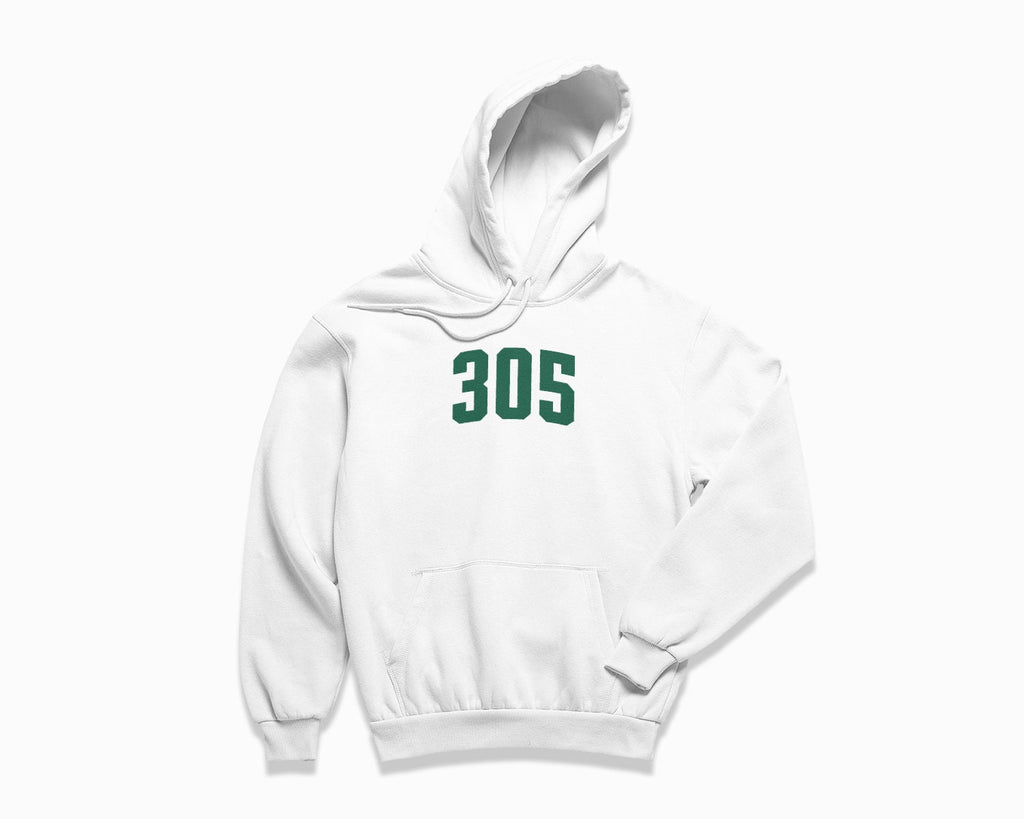 305 (Miami) Hoodie - White/Forest Green
