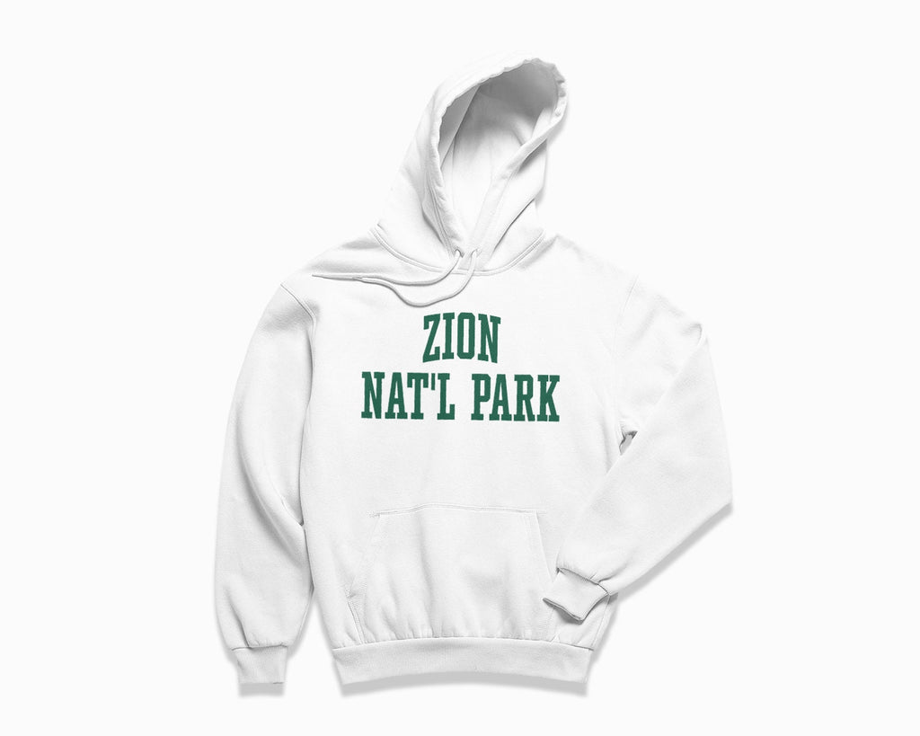 Zion National Park Hoodie - White/Forest Green
