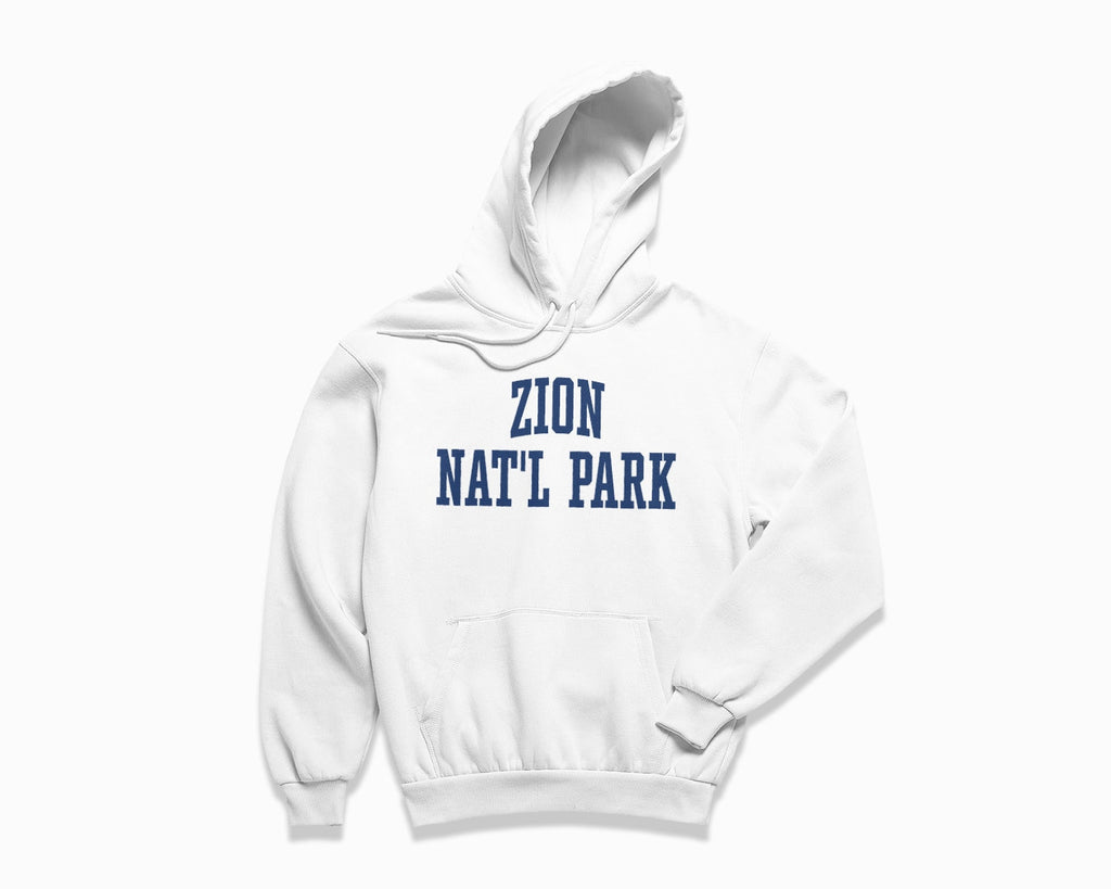 Zion National Park Hoodie - White/Navy Blue