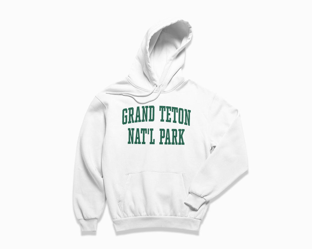 Grand Teton National Park Hoodie - White/Forest Green