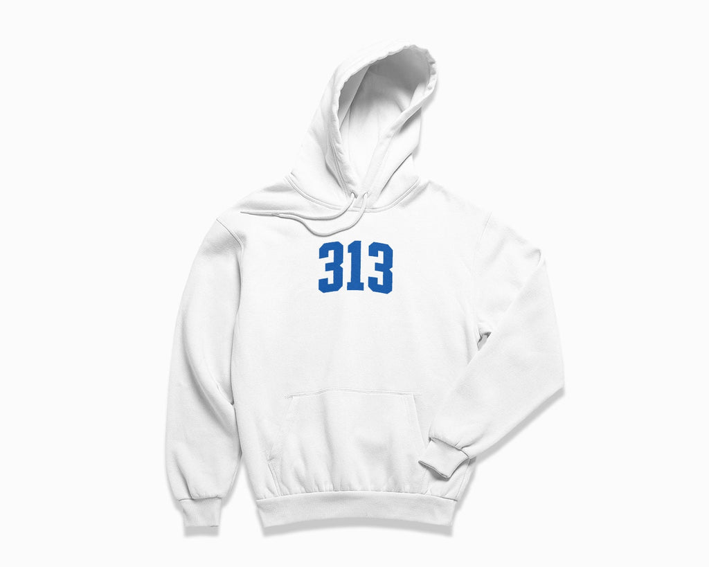 313 (Detroit) Hoodie - White/Royal Blue