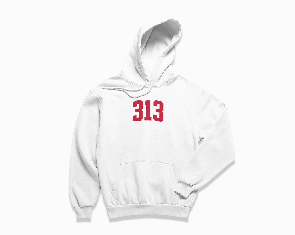 313 (Detroit) Hoodie - White/Red