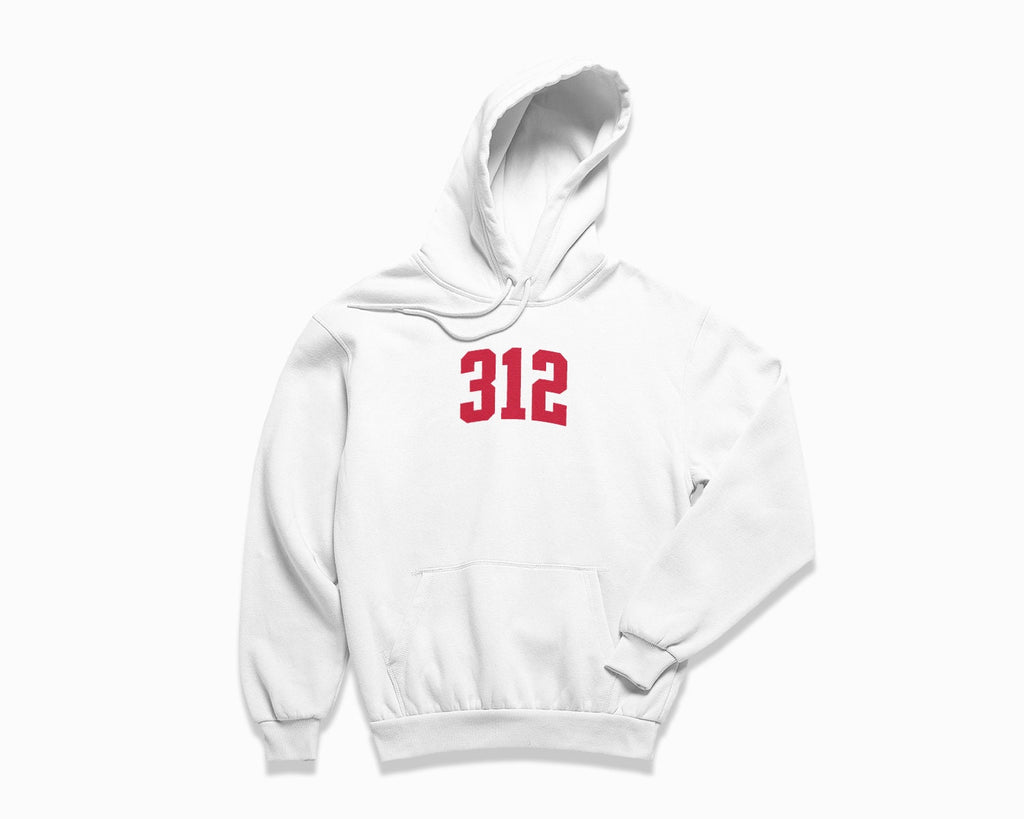 312 (Chicago) Hoodie - White/Red