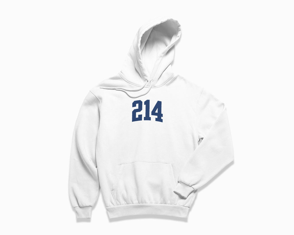 214 (Dallas) Hoodie - White/Navy Blue