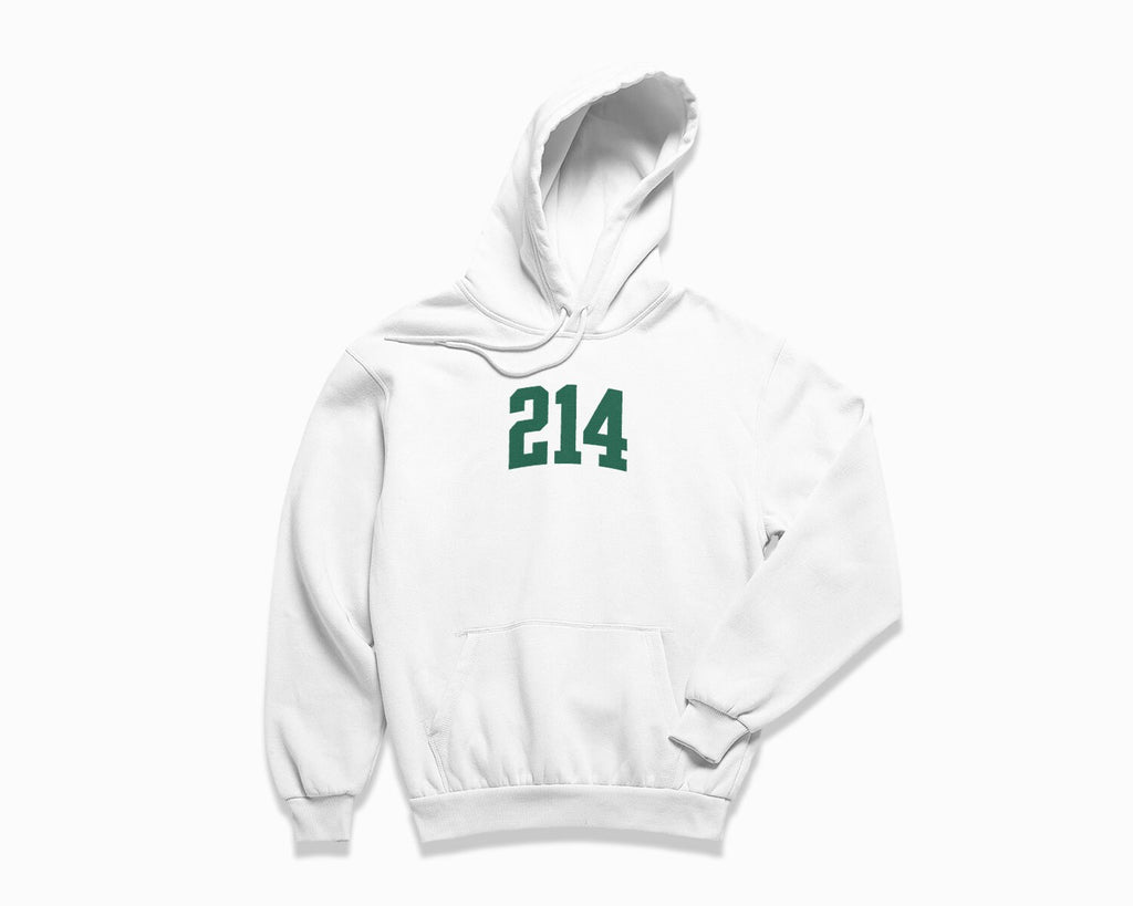 214 (Dallas) Hoodie - White/Forest Green